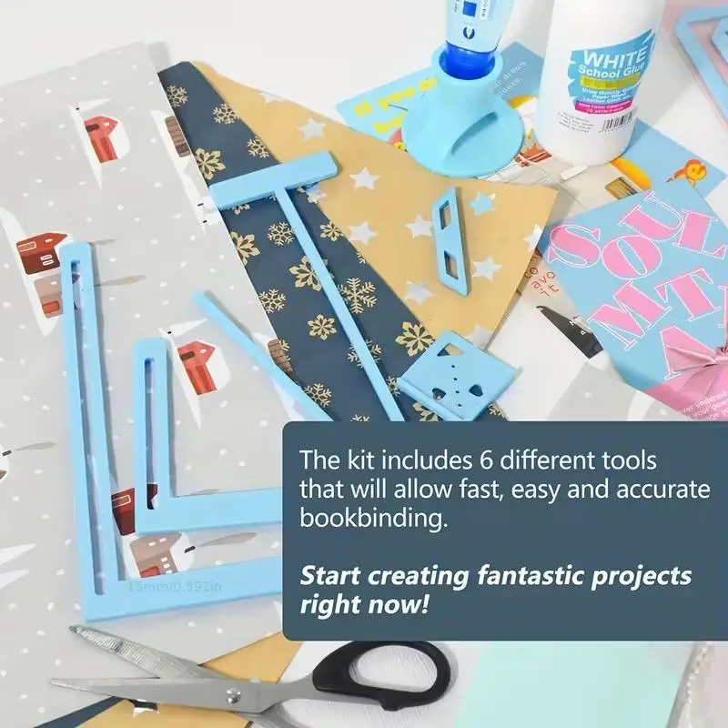 Hot 6Pcs Bookbinding For Starter Scrapbooking Tool Kit Easy To Use Great Stencils Cutter Guide Can Be Turned Into A Notebook