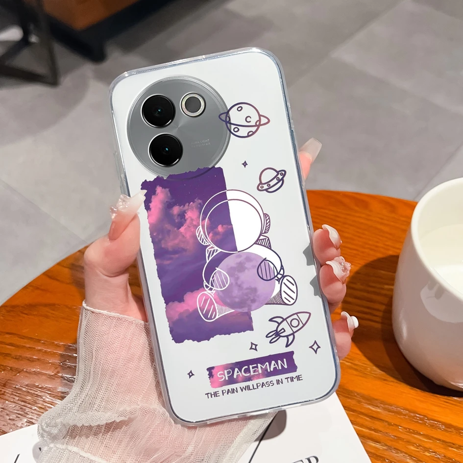 Vivo V30e 휴대폰 커버 예쁜 플라워 케이스, 투명 소프트 실리콘 펀다 낙하 방지 하이 퀄리티 범퍼, Vivo V 30 E 5G 하우징