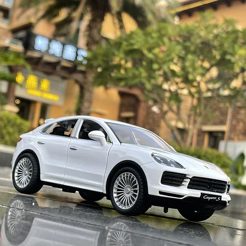 Модель автомобиля Porsche Cayenne S Turbo SUV в масштабе 1:24, литой металлический игрушечный автомобиль, модель, коллекция со звуком и светом, подарок для детей F384