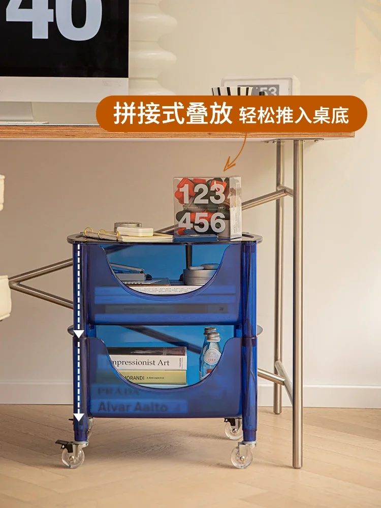 Trolley shelves, multi-layer acrylic, household cosmetics, transparent storage cabinets, mobile lockers