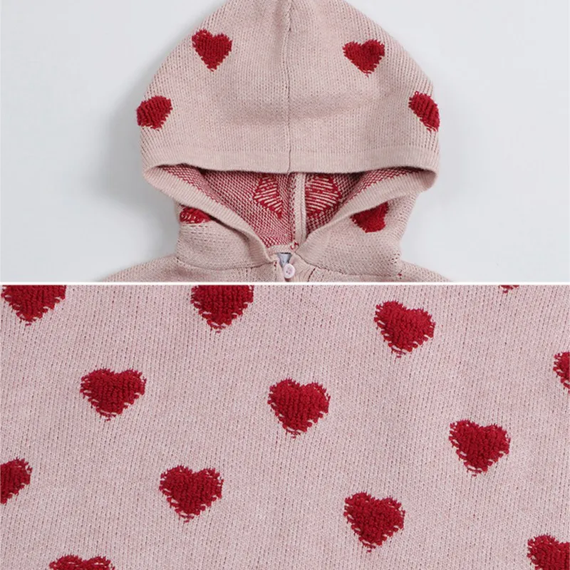 Nuovi maglioni per ragazze modello a cuore dolce mantello con cappuccio bambino bambini casual mantello confortevole cappotti pullover per bambini top San Valentino