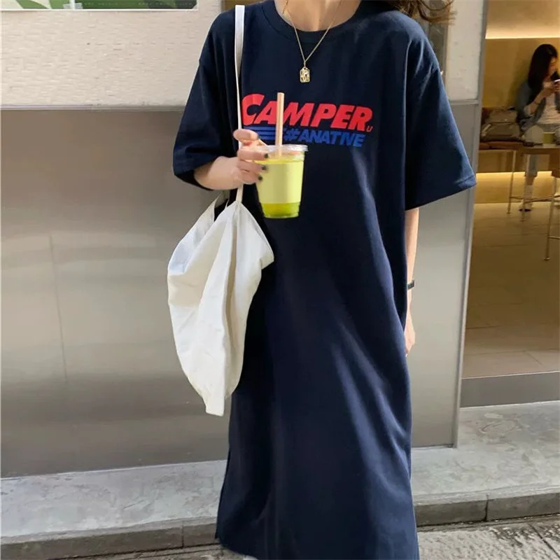 Summer Casual 2022 New Shirt Dress Women Korean Fashion Print Clothes Ladies Loose Short Sleeve Pocket Oversize 4XL Long Dresses