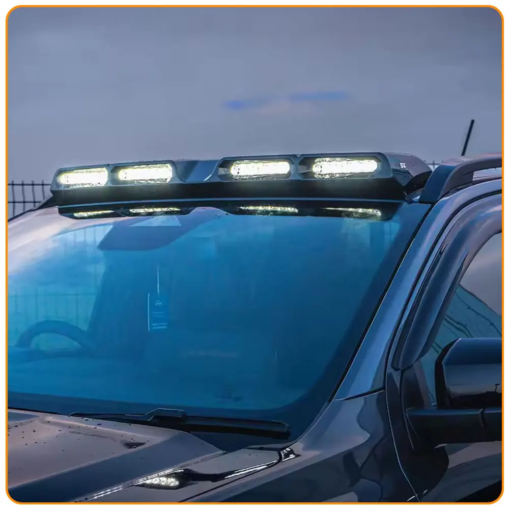 اكسسوارات السيارات 4x4 غطاء السقف الأمامي مع Led لامع أسود سيارة مصباح سقف بار DRL لشركة فولكس فاجن أماروك 2023 2024 2025