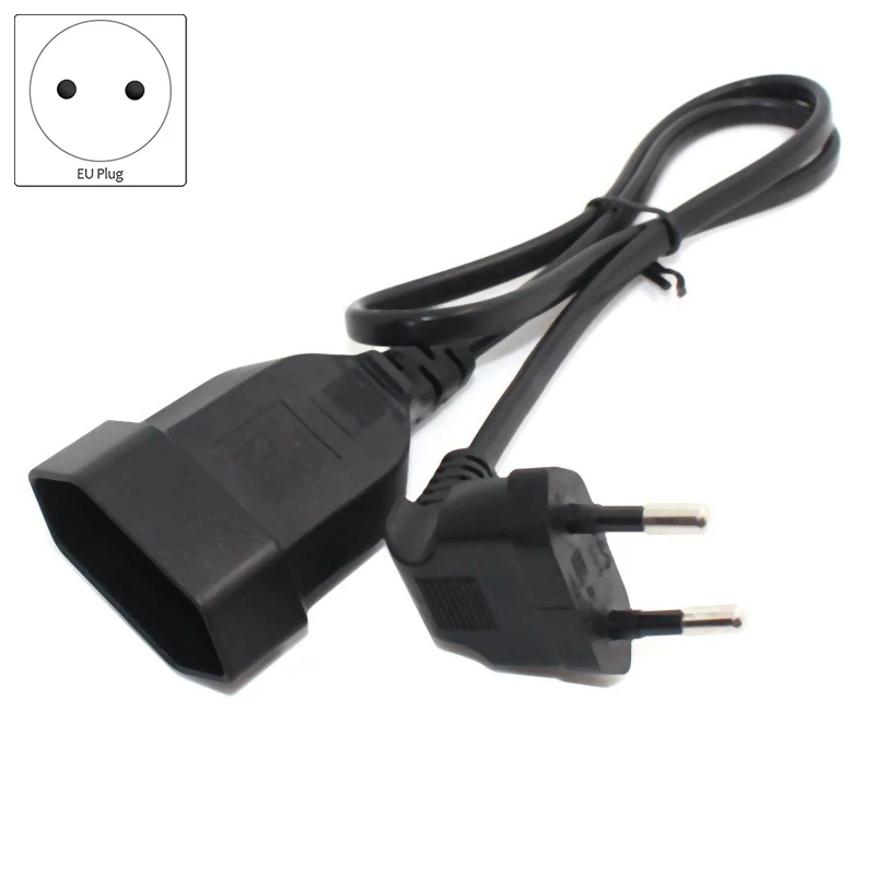 Europea 90 Degree Male Plug to Female Socket Power Extension Cable for PC Computer