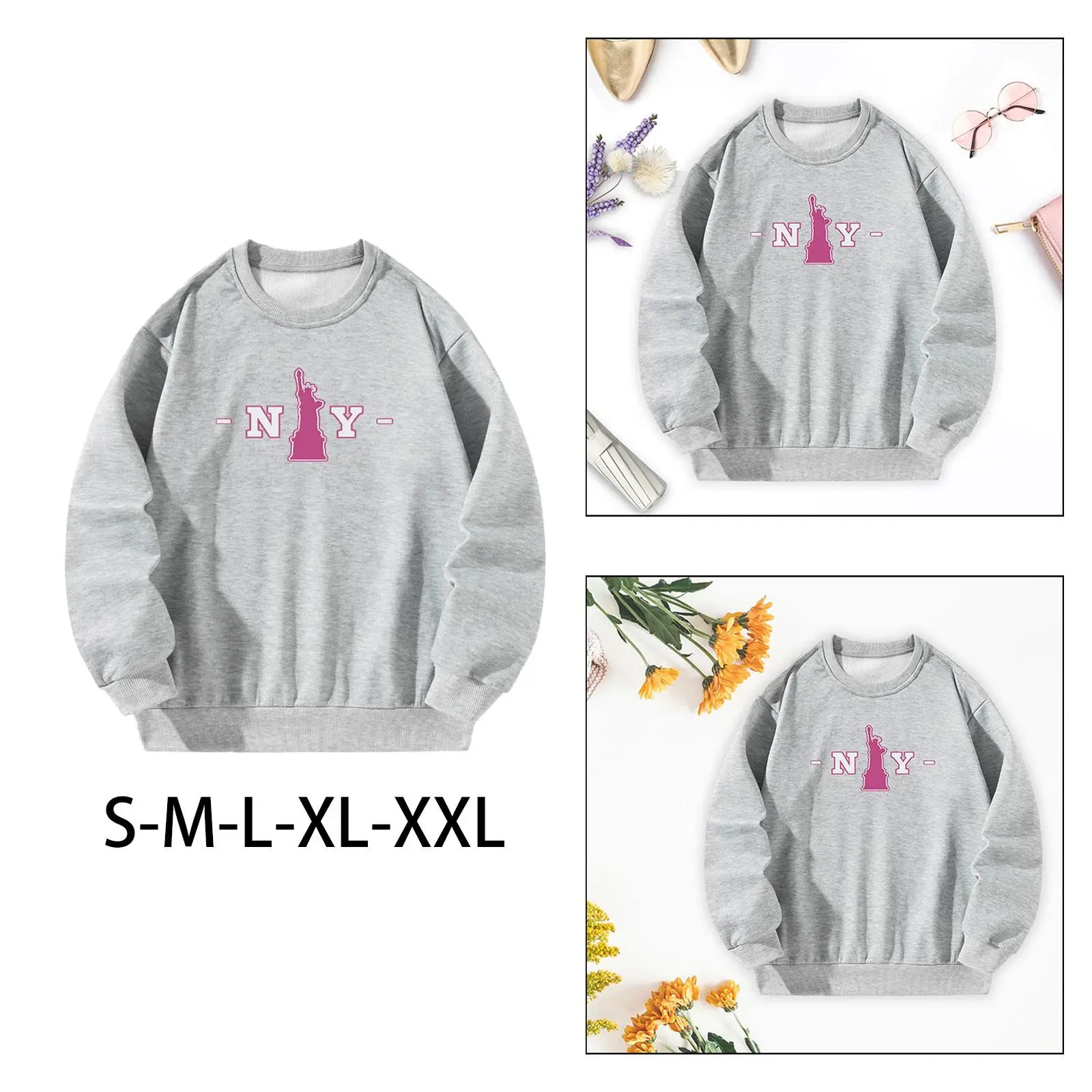 

Men Women Crewneck Sweatshirt Female Male Gray Travel Pullover Activewear