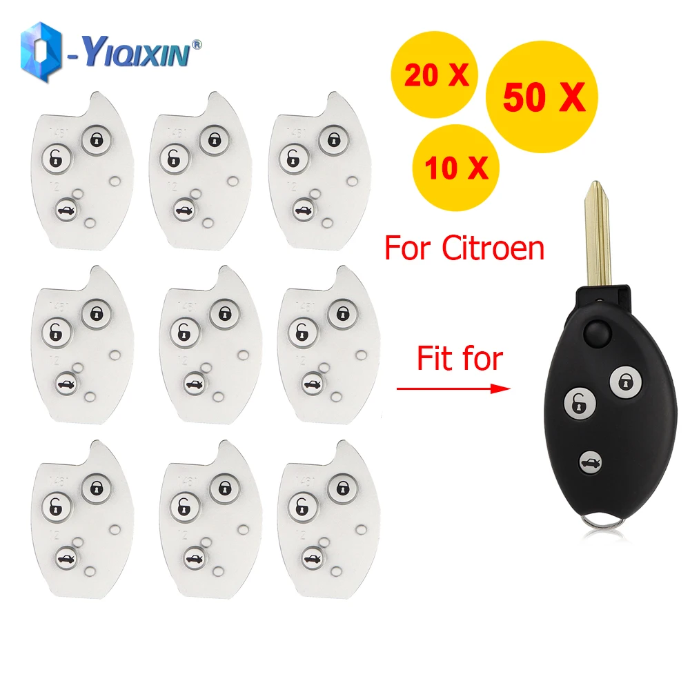 YIQIXIN 5/10/20/50 PCS Obudowa kluczyka samochodowego z 3 przyciskami Gumowa podkładka do Citroen C2 C3 C4 C5 C6 C8 Saxo Sega Xsara Picasso Berlingo SX9 Case