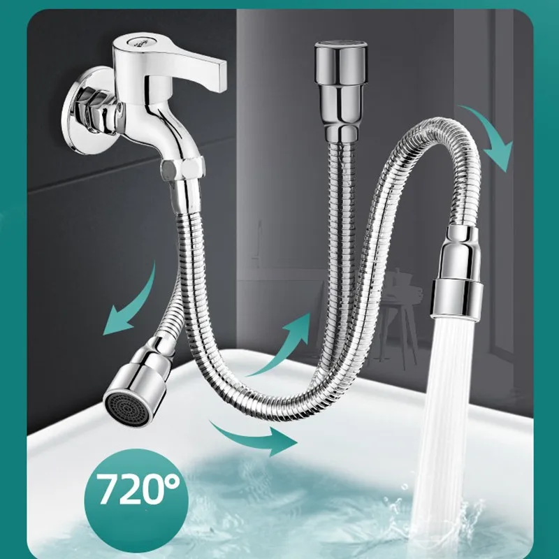 

Универсальный удлинитель смесителя из нержавеющей стали 720р. ° Вращающийся кухонный умывальник, удлинительный шланг с защитой от брызг, кухонные аксессуары