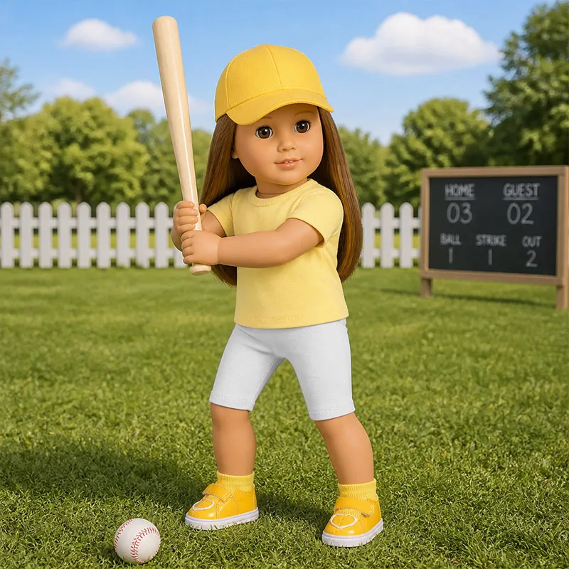Doll Clothes T-shirt+Pant Shoes Sock Hat For 18Inch American Doll&43Cm Baby Doll Sport Accessories Baseball Sets Girl's Toys