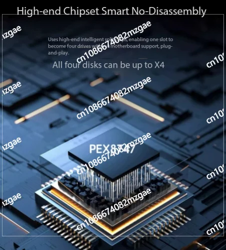 Split-free Motherboard Nvme Expansion Card PLX8747 Chip 4 Ports M.2 Nvme SSD Adapter Mute Design