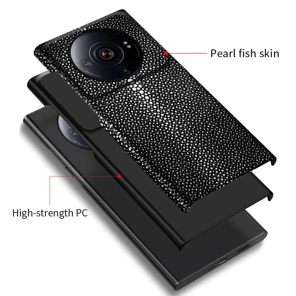 Luxury Genuine Stingray Leather Phone Case for Xiaomi Mi 14 15 Ultra 14T Pro 14Ultra 15Ultra 14TPro Protection Back Cover
