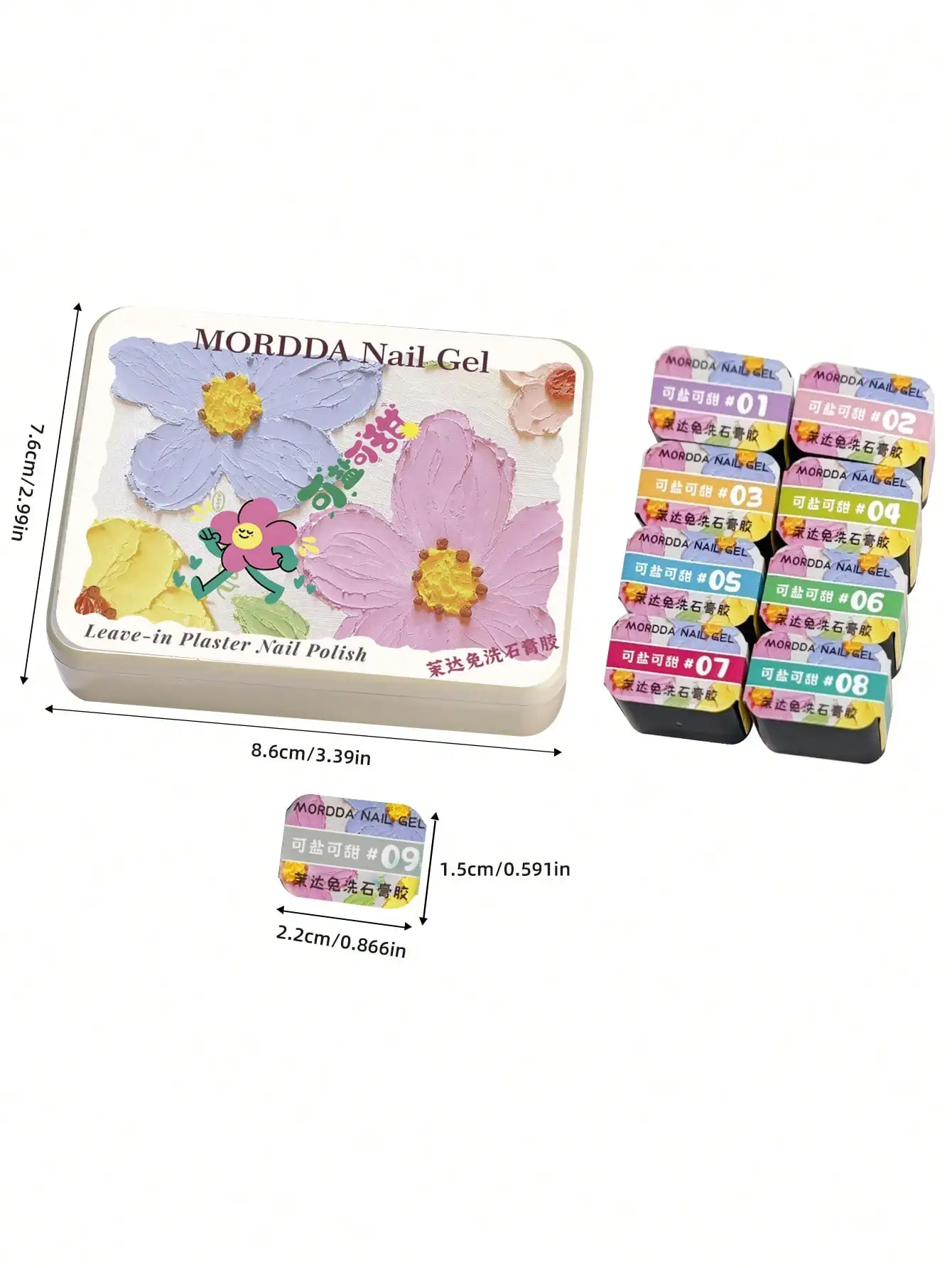 MORDDA 9 szt. Macaron Gipsowe Malowanie Paznokci Lakier do Paznokci Klej do Efektu Pattingu Wysoka Saturowość Popularny Klej Salon Paznokci Do Domowego Użytku DIY