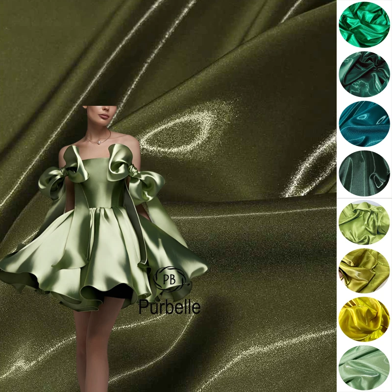 Tela Satén Líquida Brillante Verde Azul de Lujo, Tela Satén con Efecto Agua Galáctica para Vestidos, Trajes, Diseño de Ropa, Material para Manualidades