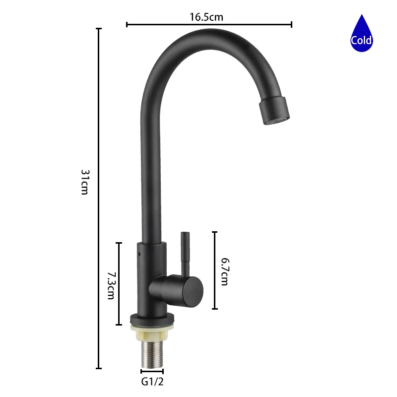 ULA Stainless Steel Kitchen Faucet Only Cold Water 360 Degree Rotate Flexible Kitchen Tap Sink Faucet Kitchen Tap Nozzle