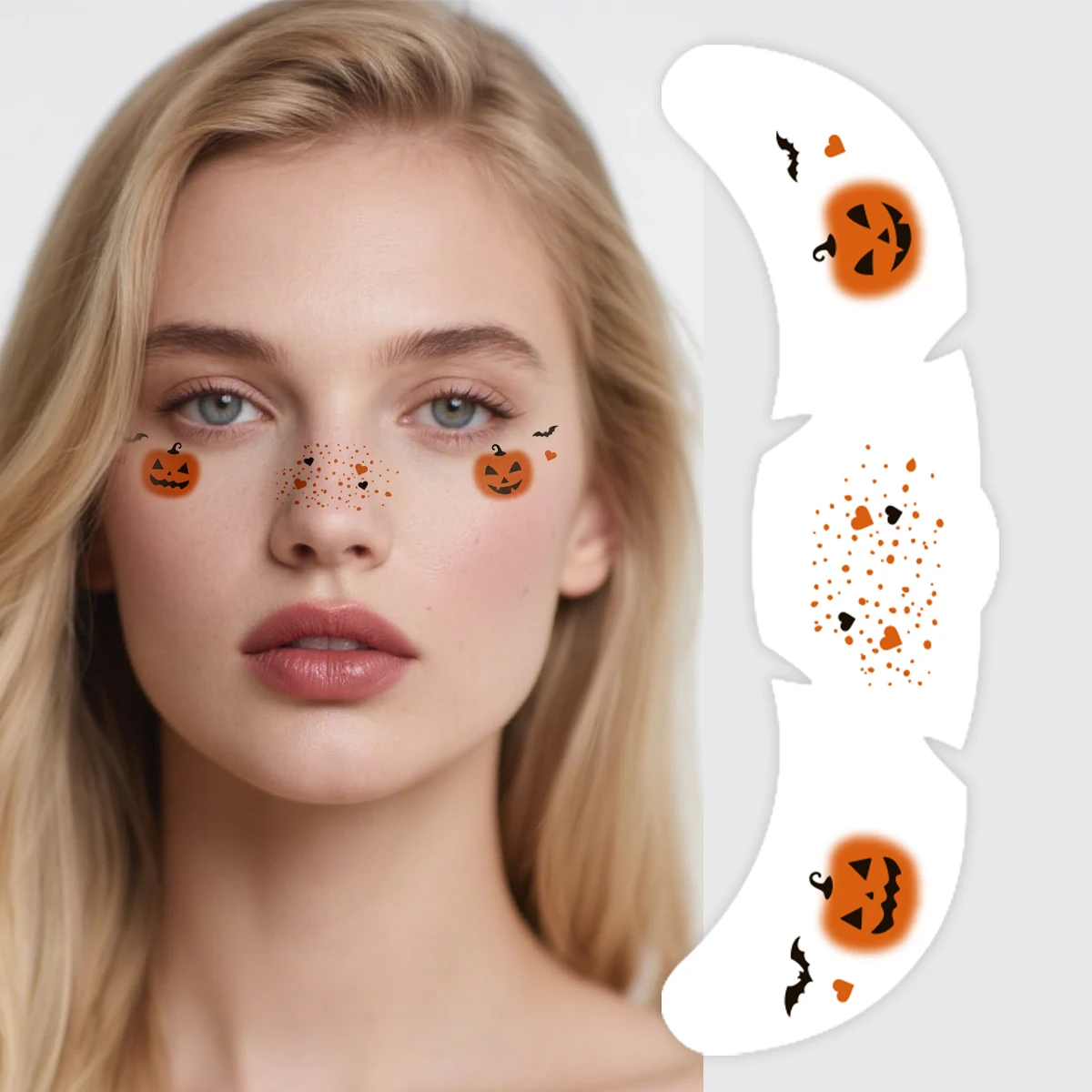 4pcs 할로윈 얼굴 문신 스티커 호박 박쥐 스타 문 가짜 주근깨 음악 파티 축제에 대 한... - 2