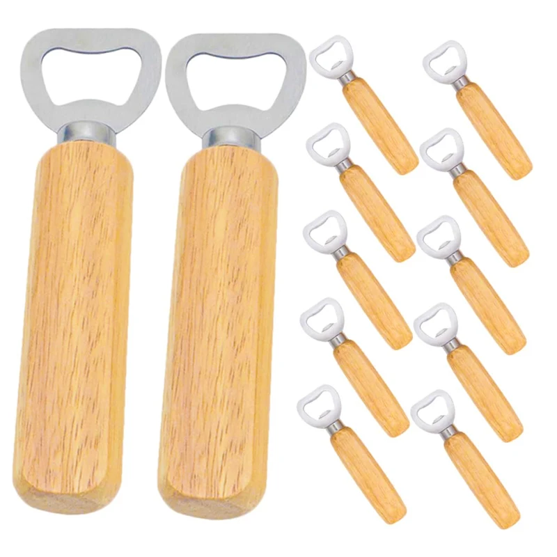 Bierdosenöffner aus Holz, Flaschenöffner für Haushalt, Küche und Bar, Handlicher Wein-, Soda- und Glaskappenöffner