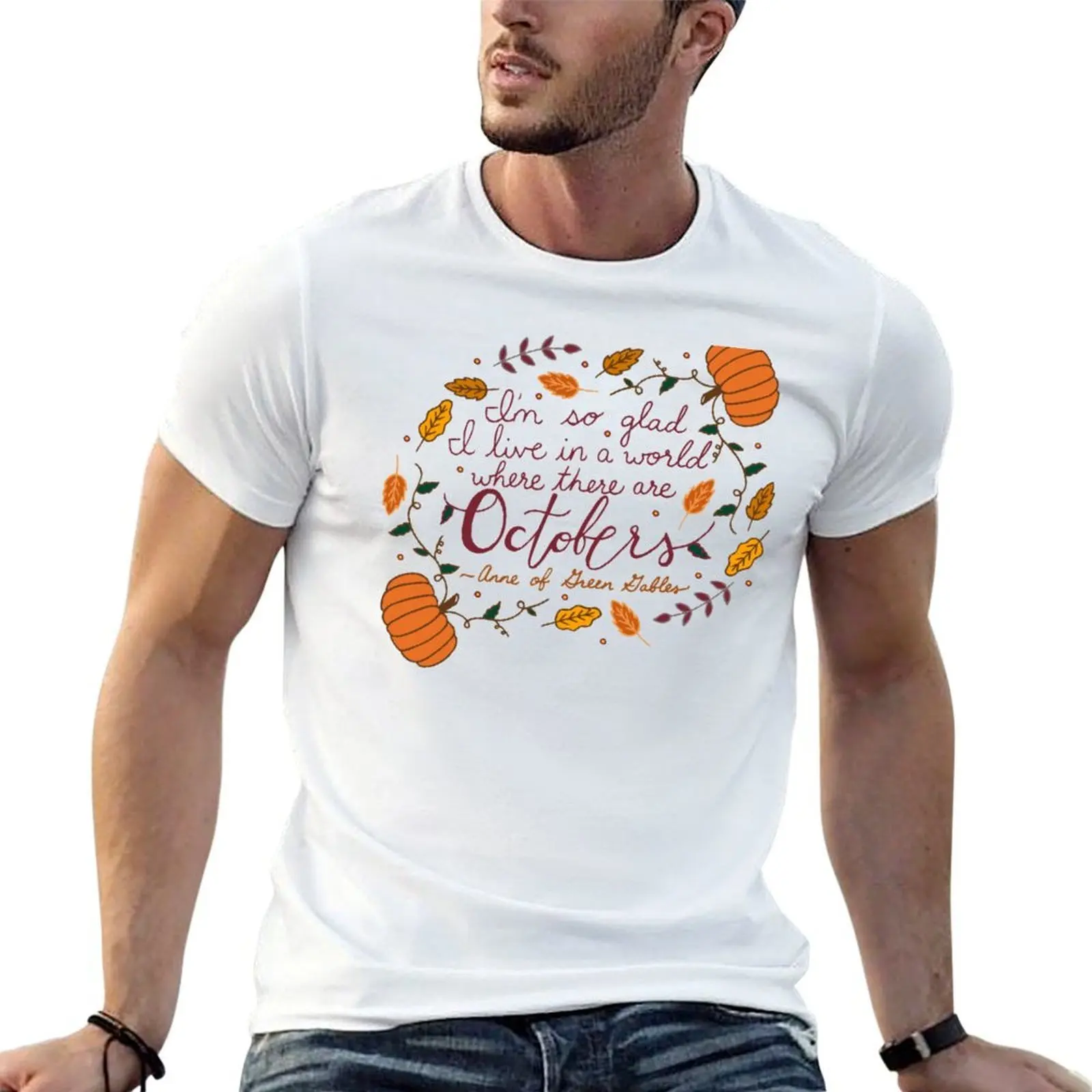 October | Fall | Autumn | Quote Typography T-Shirt plus size tops football t shirt mens designer clothes