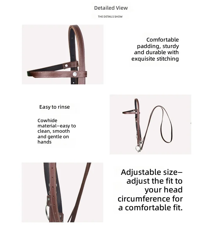 Leather Horse Bridle Set, Durable Reins and Halter, Complete Equestrian Tack for Small and Large Horses, Riding Accessories