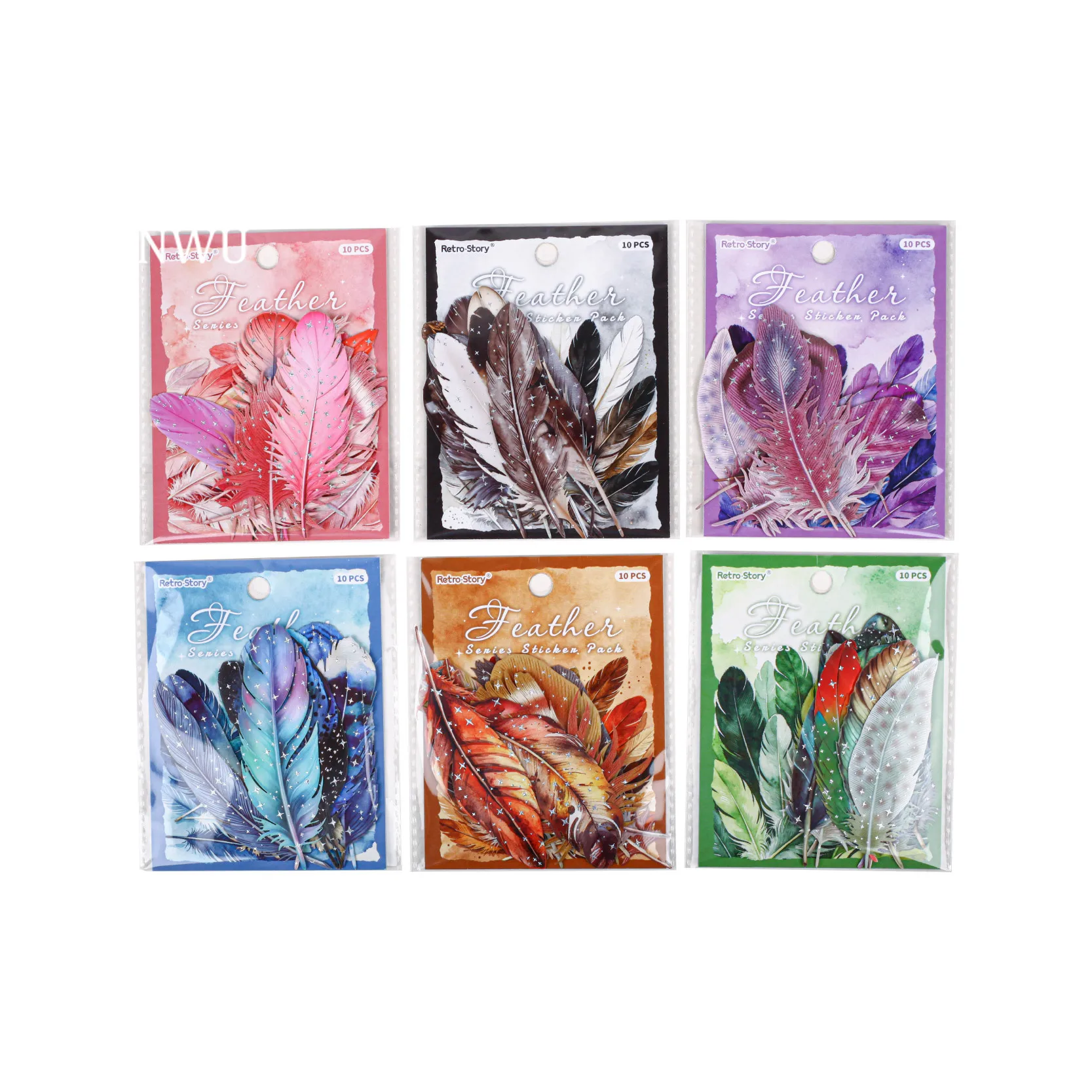 JIANWU Feather Series Vintage Colorful Feather Landscape Material Collage Scrapbooking Sticker Creative DIY Journal Stationery view 5