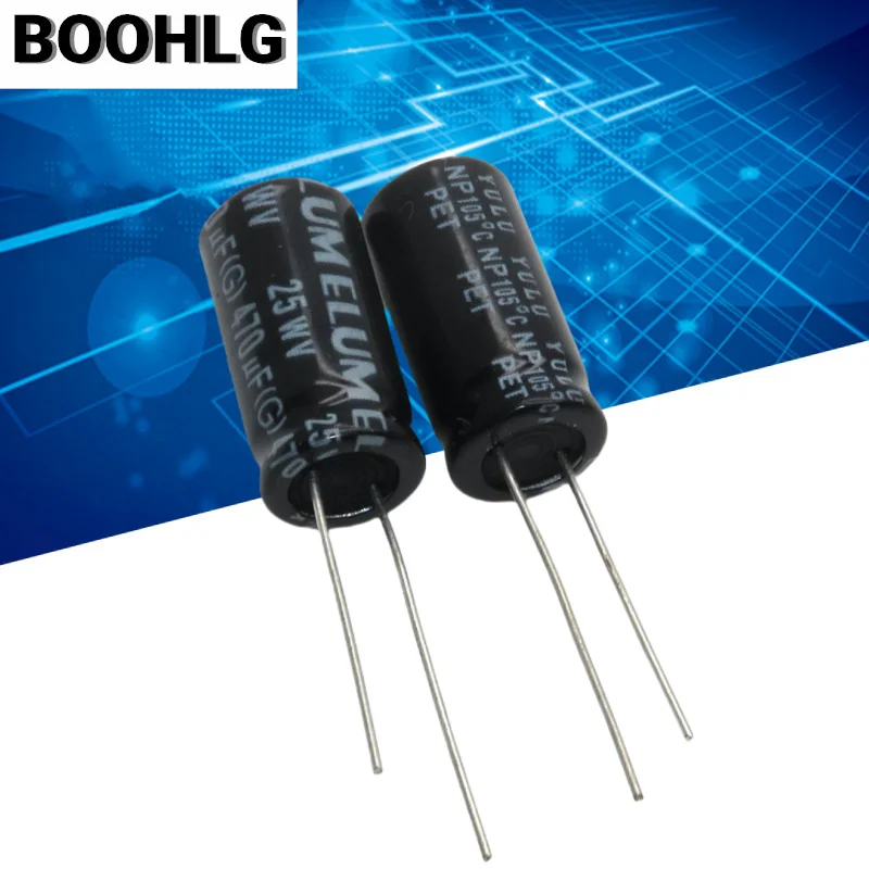 Elum-オーディオ電解コンデンサ、np非極、25v、10x20mm、10個