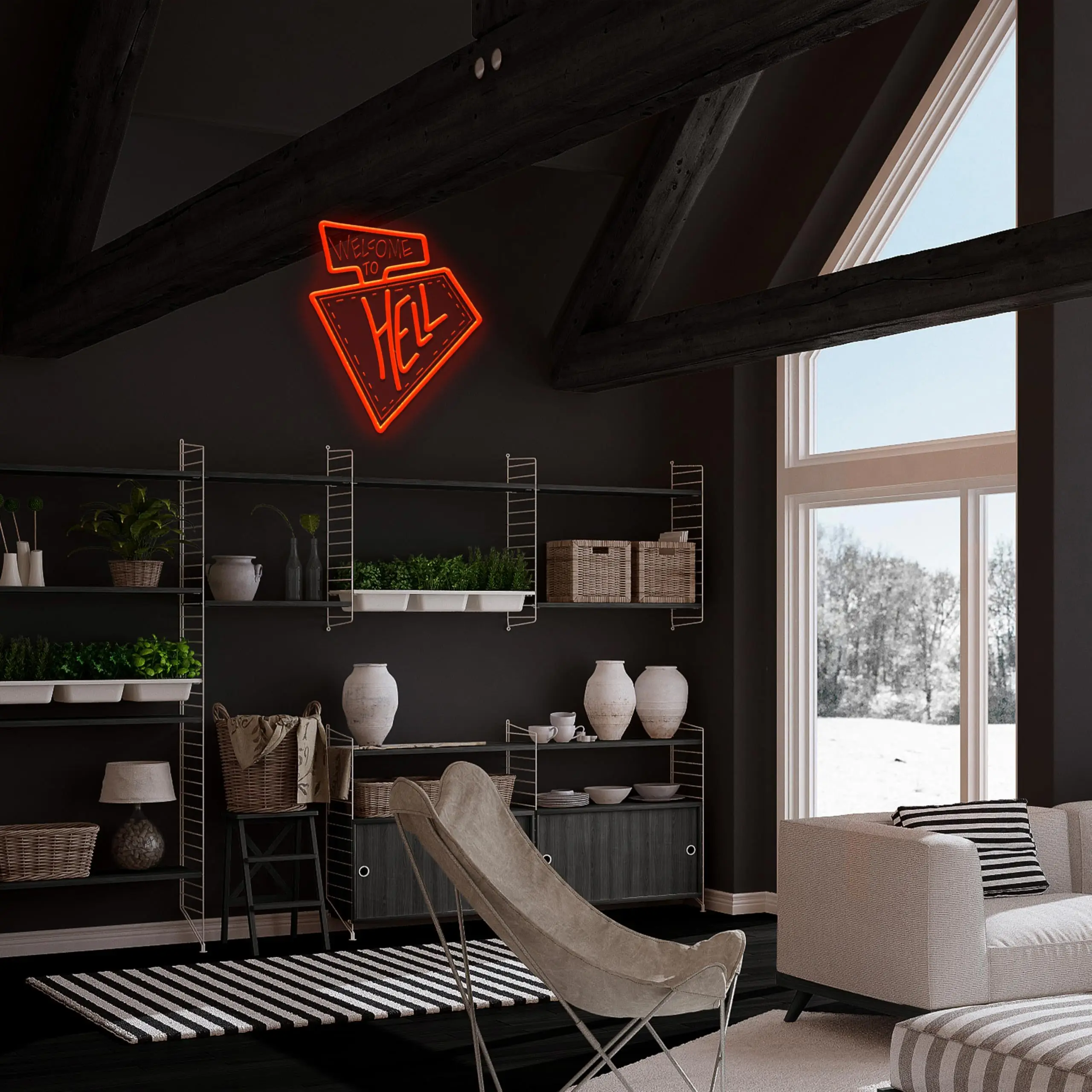 WELCOME TO HELL LED neon, USB powered dimmable LED neon, suitable for game rooms, men's cave, party wall decoration