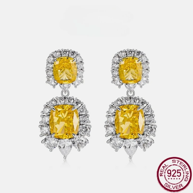 

Новые модные серебряные серьги из чистого серебра S925 с ледяным цветком и высокоуглеродистыми бриллиантами, легкие роскошные благородные свадебные украшения