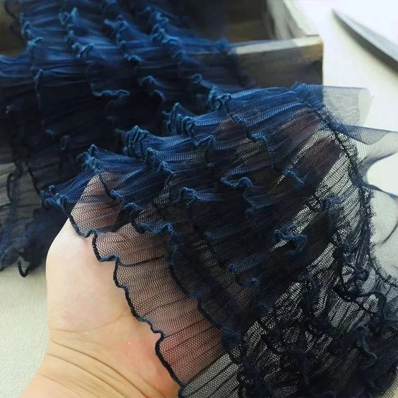 1yard Five Layesr Pleated Mesh Tulle Lace Ruffles Edging Pleated Mesh Trim DIY Sewing Wedding Dress Collar Edge Decor 18cm Wide