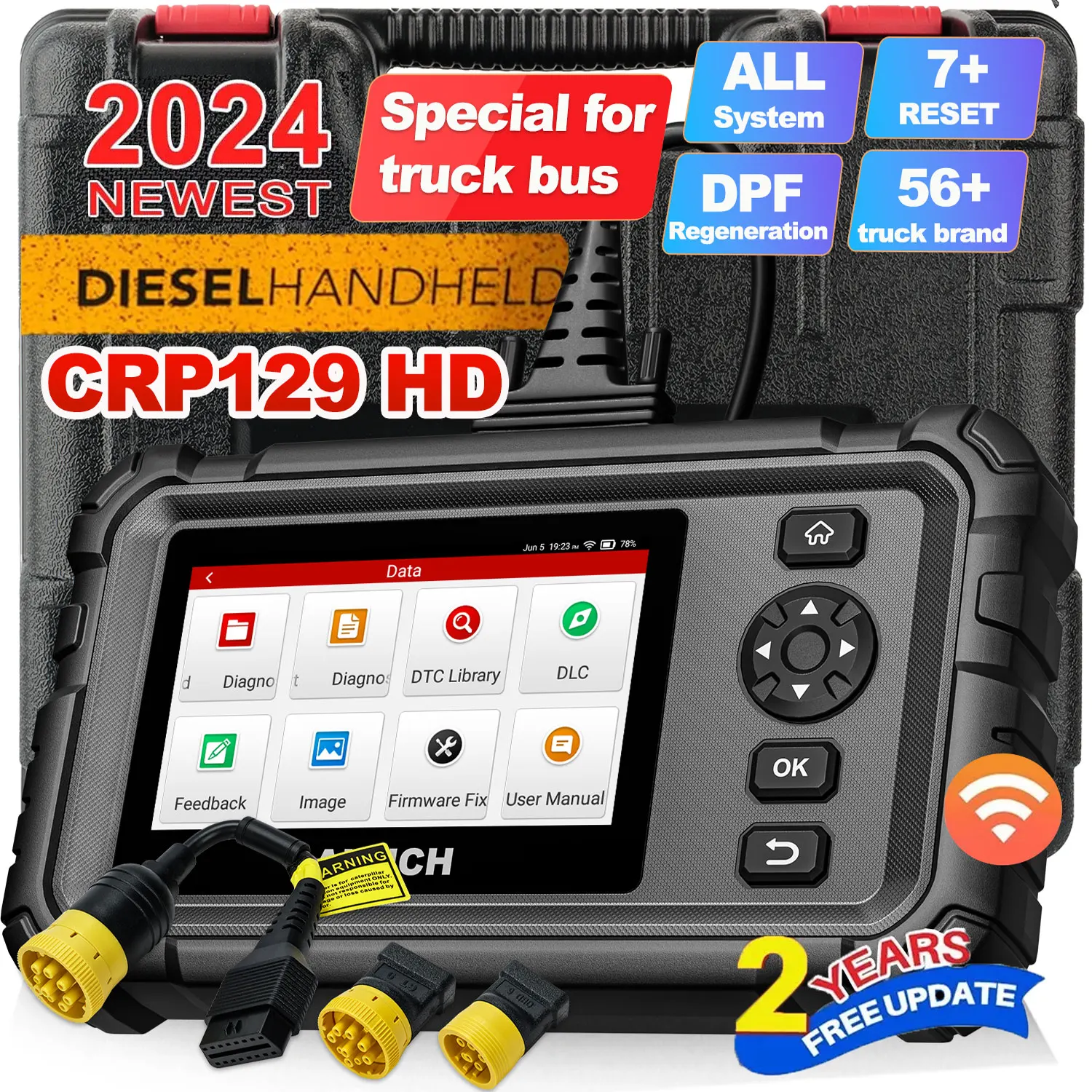 2025 LAUNCH Diesel Handheld Scannner CRP129 HD Truck Scanner,Full System diagnotic , 7 Resets,DPF regeneration,support 56+ brand