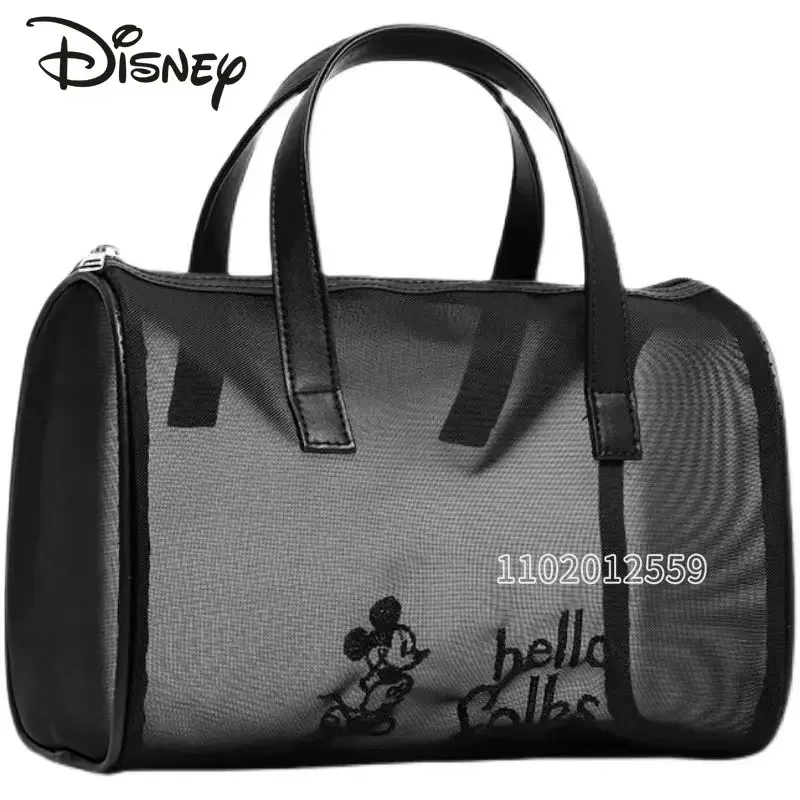 Disney Original Mickey Cosmetic Bag  Women's Cosmetic Bag Cartoon Mesh Portable Travel Storage Bag High Quality Large Capacity