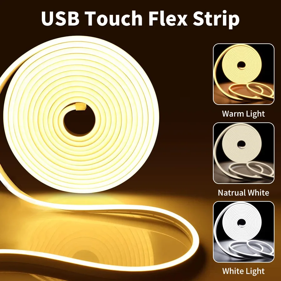 

2025 New LED flexible low-voltage light strip, 5V waterproof COB self-adhesive ultra-bright neon light strip, household silicone