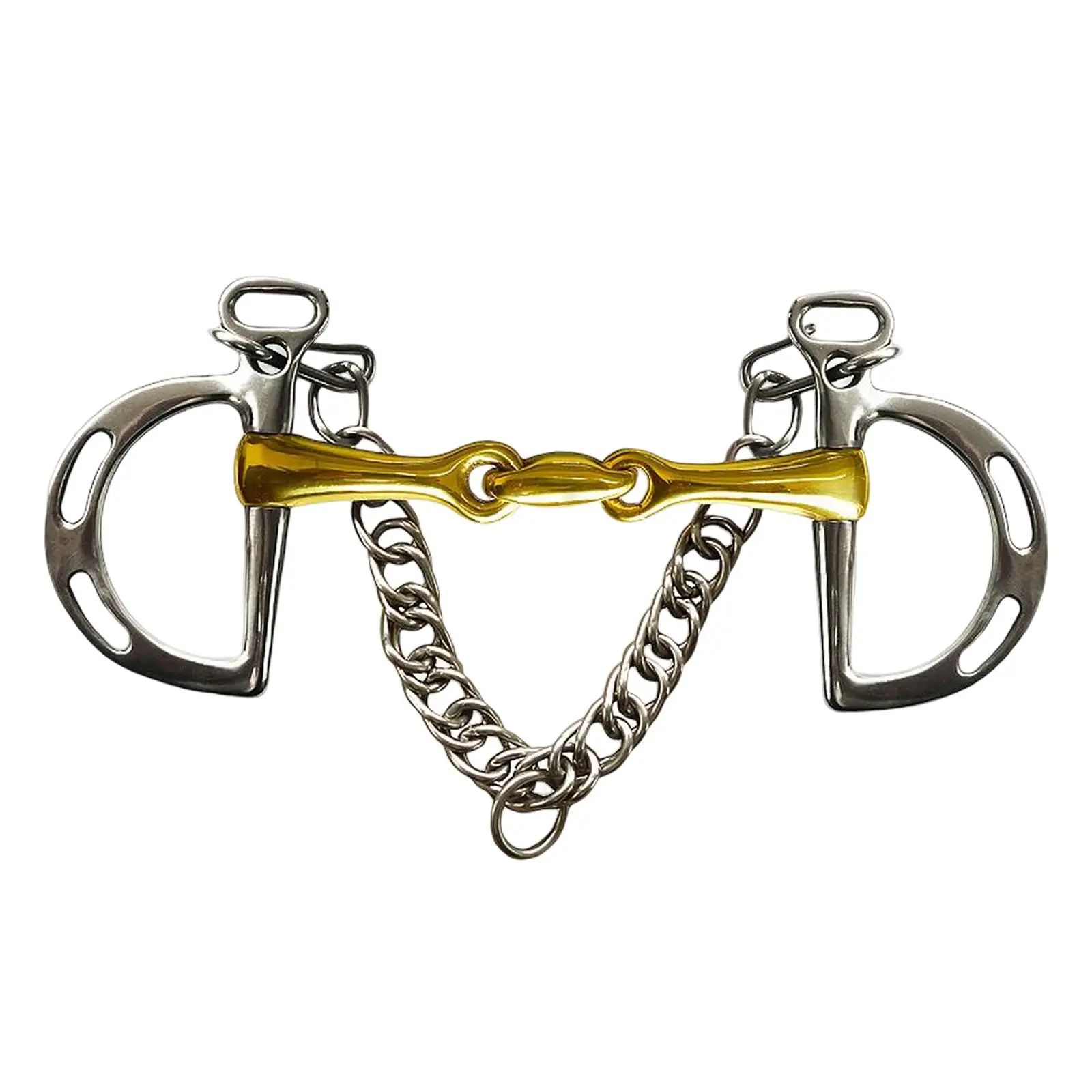 horse Bit, Copper Mouth with Curb Hooks Chain Harness, Cheek