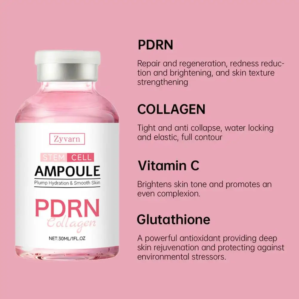 30ml Ampoule Serum with Precision Applicator Needle Hydrolyzed Collagen Centella Asiatica Sodium Anti-Aging Brightening