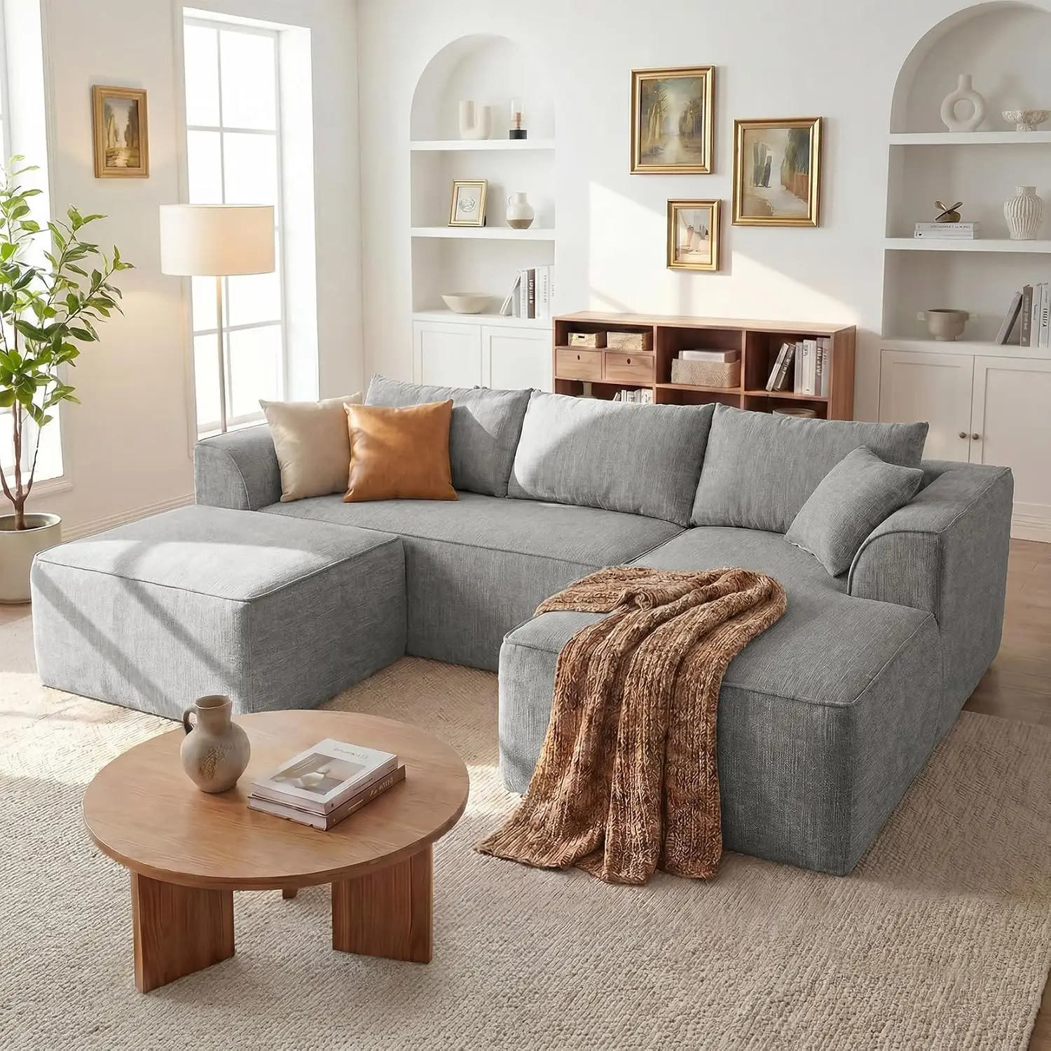 U Shaped Sectional Sofa Boneless No Assembly Required 106