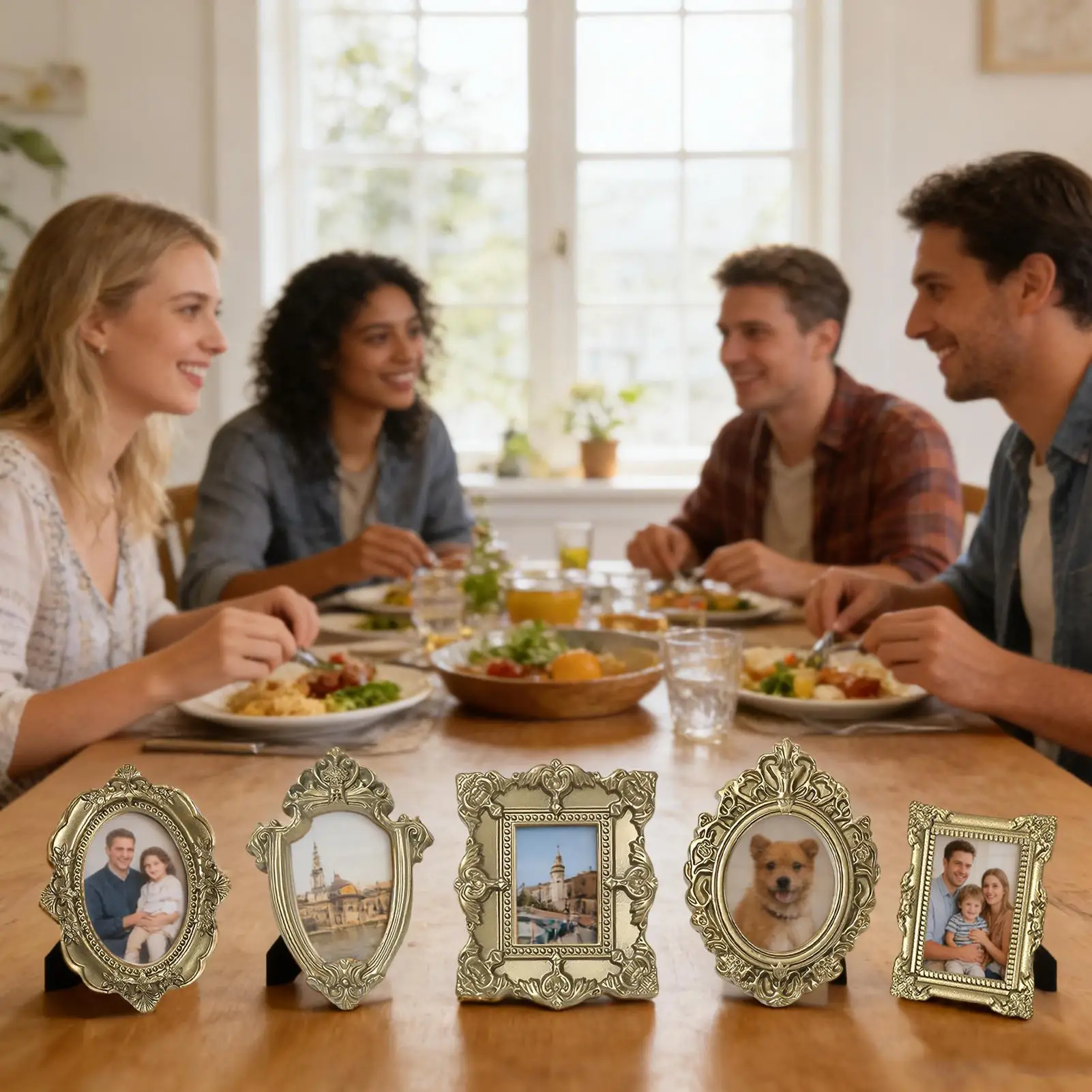 5pcs Resin Photo Frames Mini gold small photo frame shooting props DIY Craft Home Decor Wall Tabletop Picture Frame For Jewelry