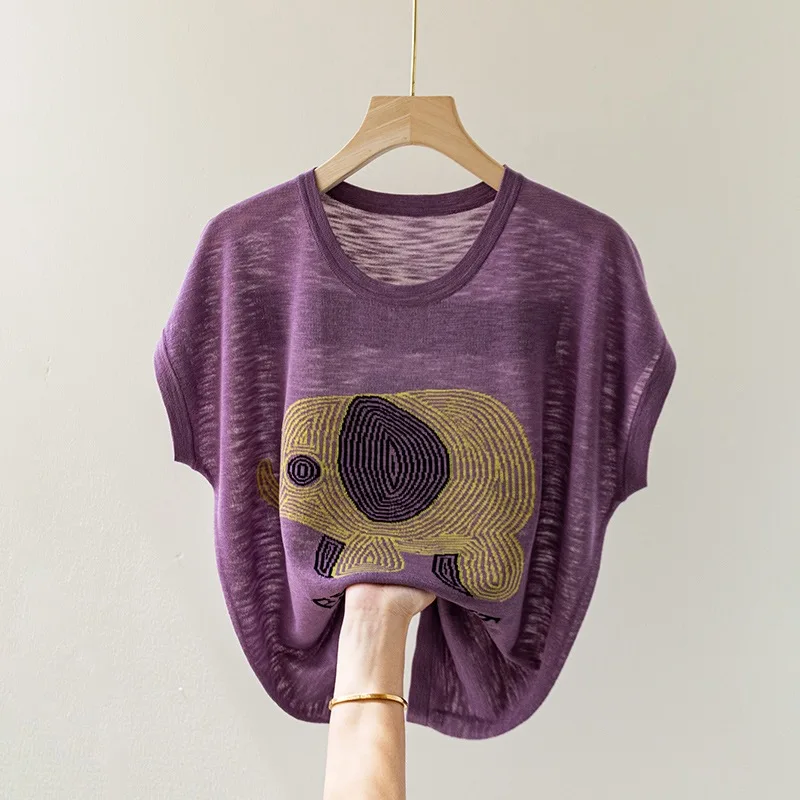 

Sueter Feminino новый вязаный свитер с круглым вырезом, женские пуловеры, повседневный вязаный свитер с короткими рукавами, пуловер, женские топы, свитера Q2438