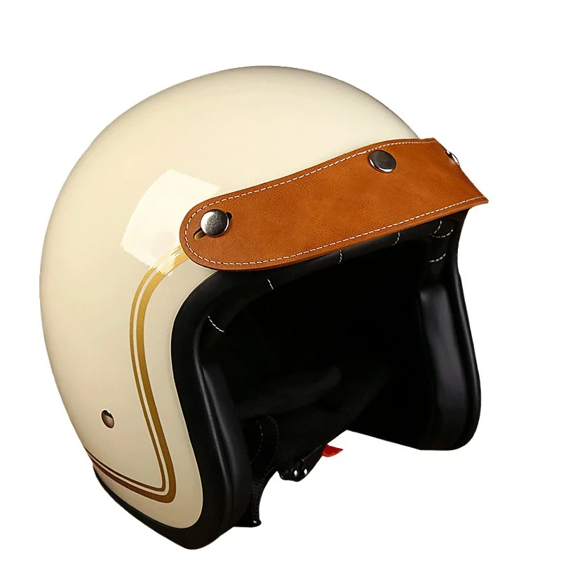 Retro 3 Pin Helmet Visor Brim Leather Removable For Scooter Bike Motorcycle Helmet Brim Flip Up Windshield Rain Sun Protection