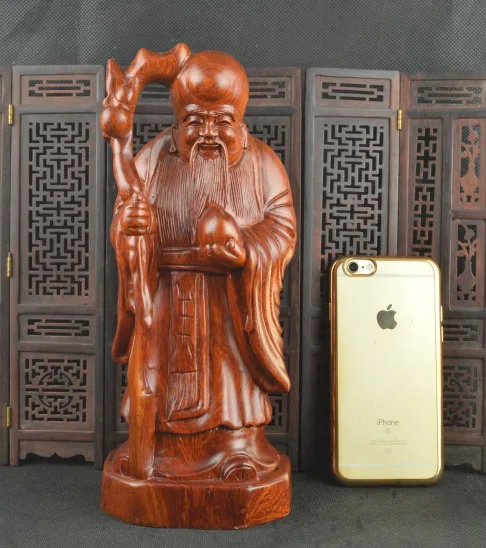 

Special Offer-HOME family lobby effective mascot # Handmade red pear wood carving the god of longevity Sculpture statue-26CM