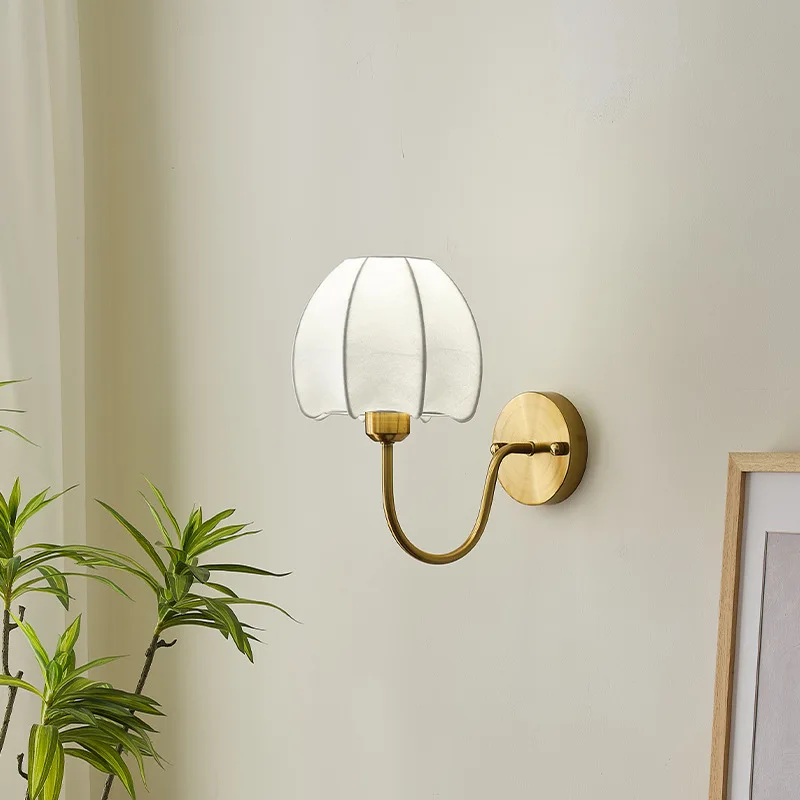 Retro tecido lâmpada de parede simples led quarto lâmpada cabeceira sala estar fundo decoração da parede lâmpada