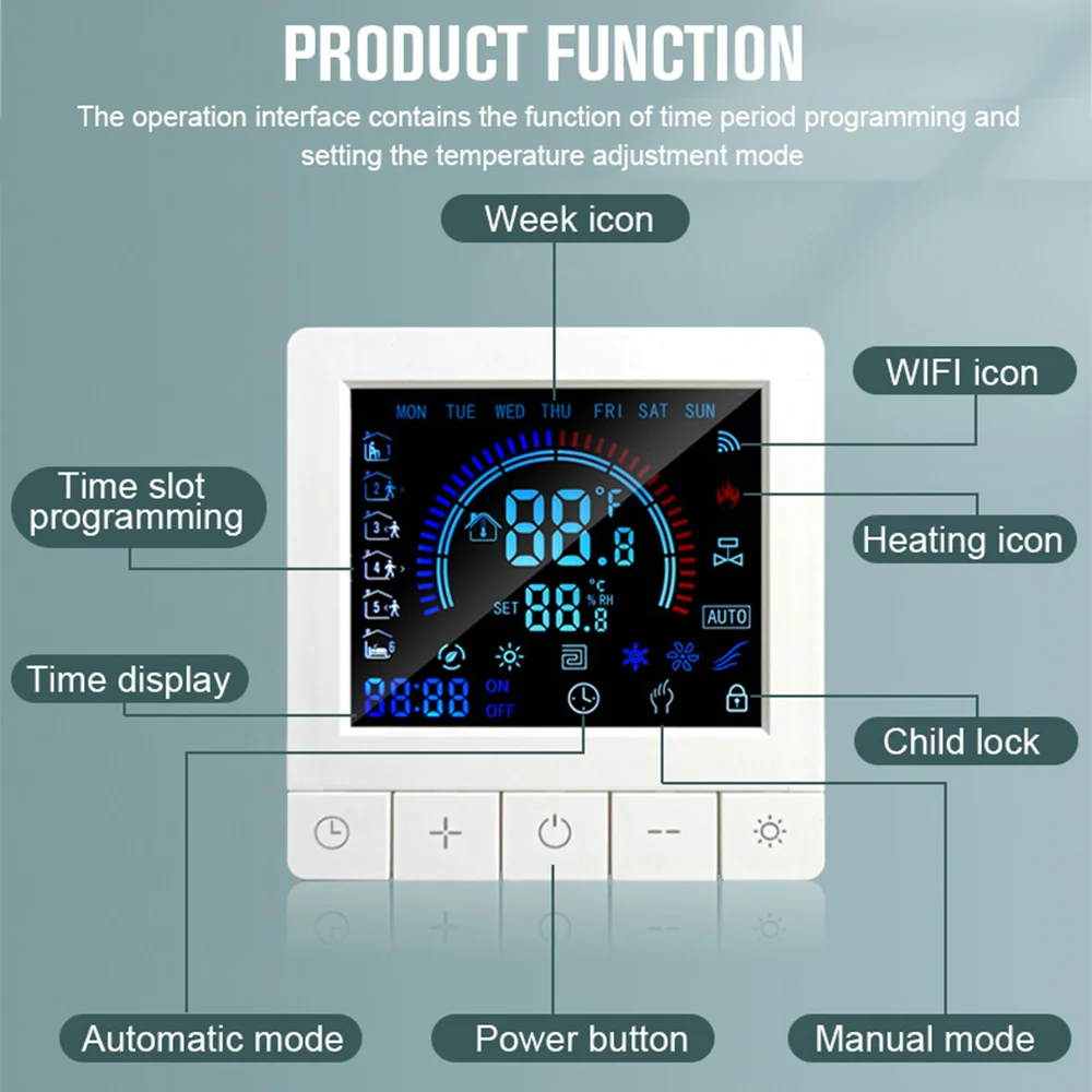 Jianshu Tuya Smart Home Floor Thermostat 220V With Sensor smart thermostat for underfloor heating Temperature Controller