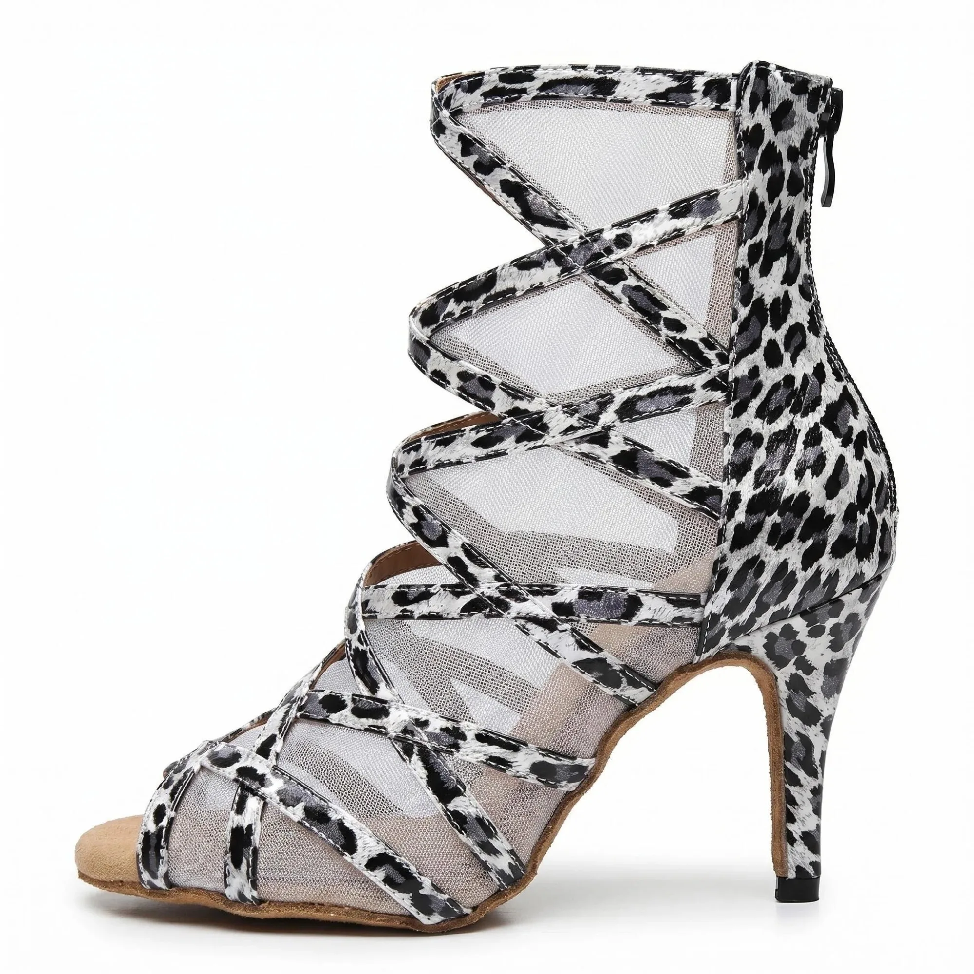 New Latin dance shoes, adult dance shoes, hollowed out high-heeled sandals, soft soled dance boots, jazz dance performance dance