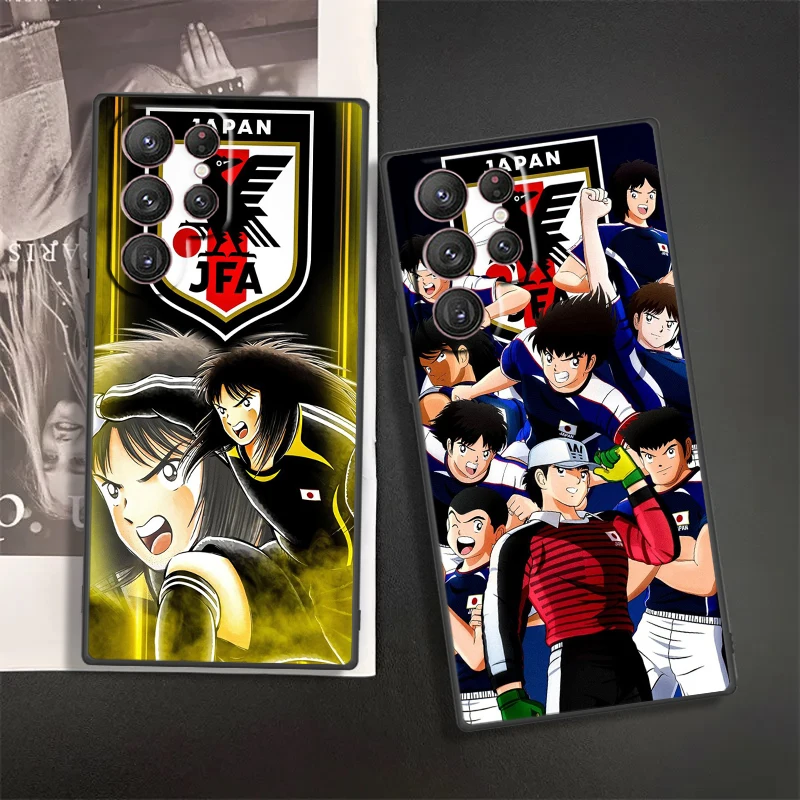 Anime Captain Tsubasa Phone Case For Samsung S24 S23 S22 S21 S20 FE S10 S10e Ultra Plus Lite Black Soft Cover