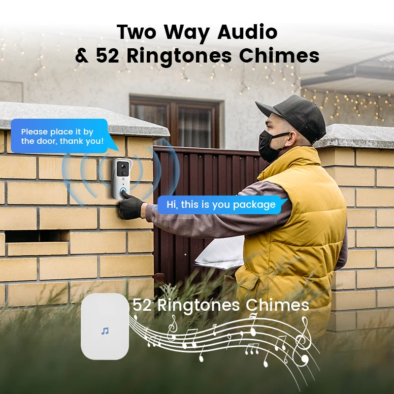 Graffiti Smart 1080P Wireless Video Doorbell Waterproof 5G Dual band Intercom WIFI Night Vision
