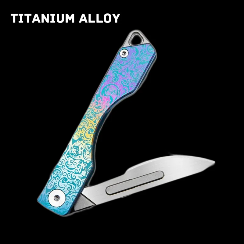 Colorful Titanium Alloy Scalpel Detachable Blade Keychain Pocket Folding Knife Outdoor Survival Camping EDC Cutting And Carving