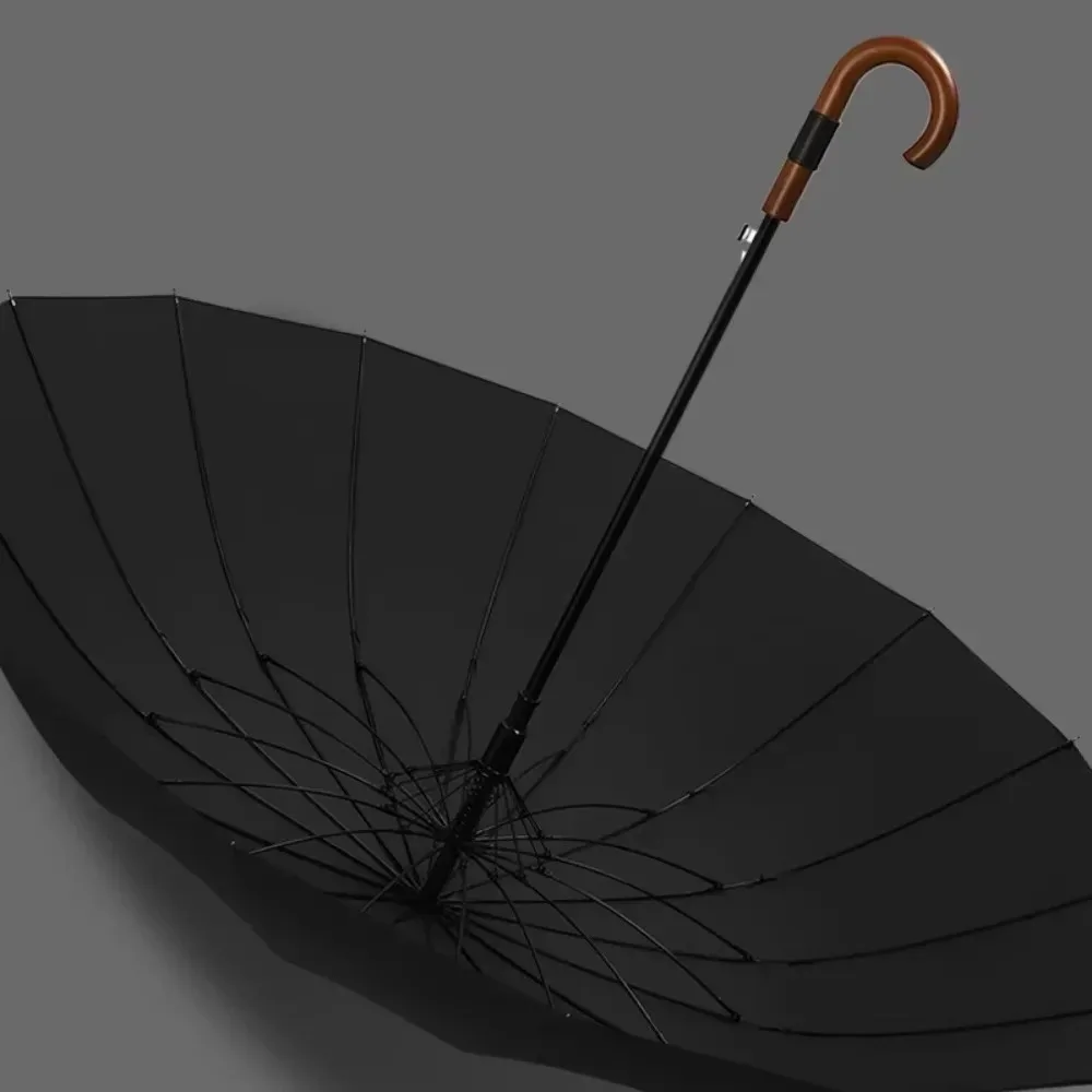 

Зонт с длинной ручкой, ветрозащитные зонты с защитой от загрязнений, 16 костей, зонты из цельного волокна, простой износостойкий и противоскользящий деловой зонт