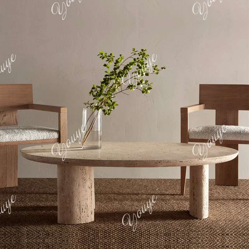 

BX Cream Wind Tunnel Stone Coffee Table Living Room Sofa Oval Light Luxury High Sense Creative Marble