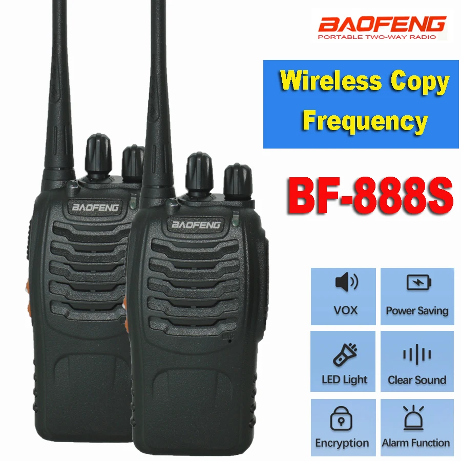 1/2 PCS BaoFeng BF-888S Walkie Talkie Wireless Copy Frequency Long Range Portable UHF Ham Two Way Radio BF888S for Camping Hotel