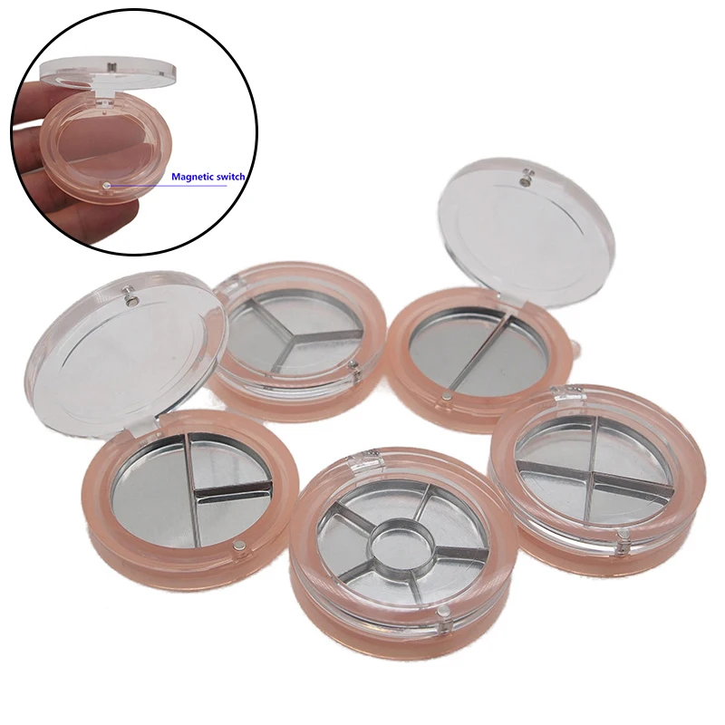 

Empty Eye Shadow Case Makeup Palette Box Plastic Skylight Clear Lid Aluminum Pan Round Creamy Concealer Container