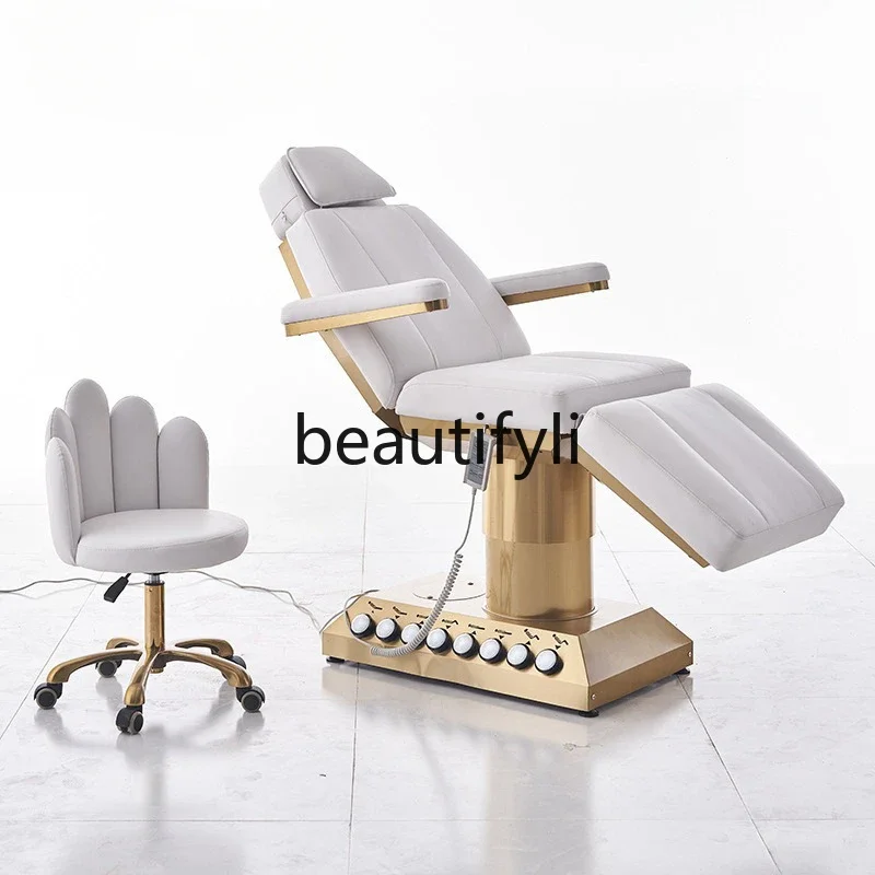 

Golden Stainless Steel Electric Beauty Bed Beauty Salon Special Face Bed