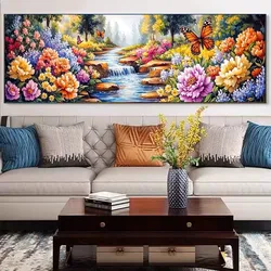 11CT 9CT Stream scenery butterfly Embroidery DIY Chinese Style Printed Kits Cross Stitch Thread Needlework Set Home Decor Crafts