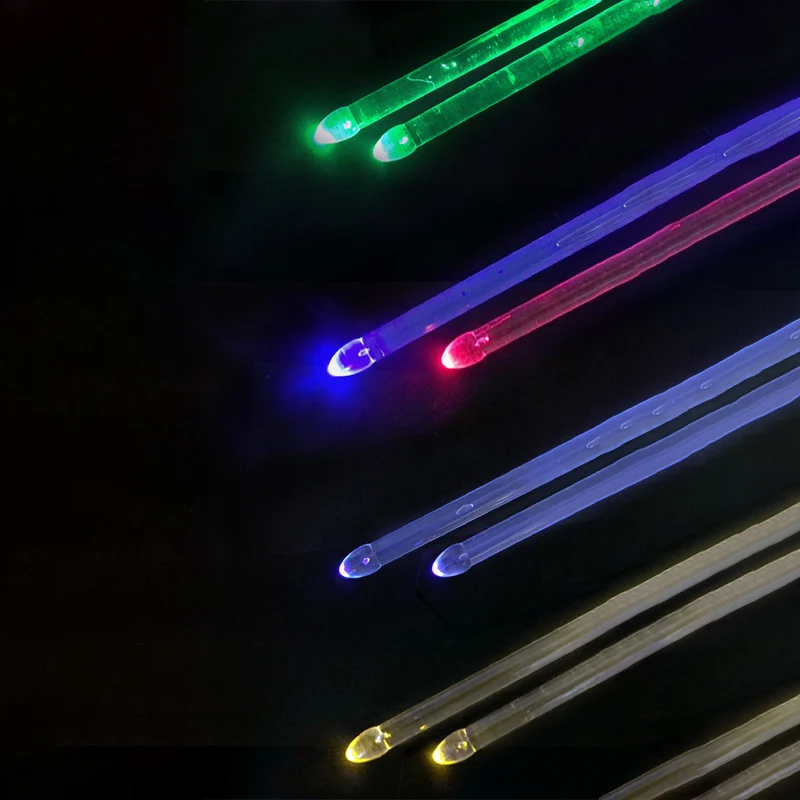 أفخاذ الباعثة للضوء 5A أعواد طبلة الفلورسنت المتينة غير القابلة للكسر لمجموعة طبلة طبلة موسيقى الجاز المطرقة مرحلة الأداء 1 زوج