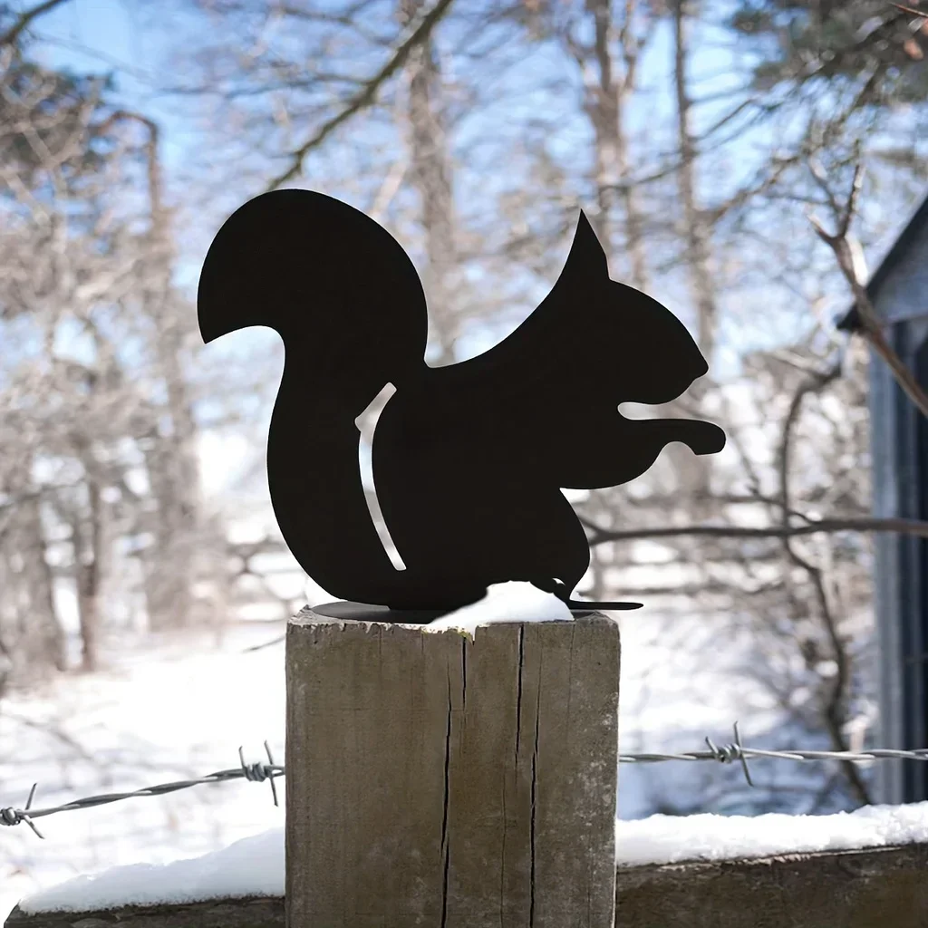 Squirrel Garden Metal Stake, Outdoor Decor, Silhouette Yard Sign for Garden Decor, Fall Decor yard decoration outdoor